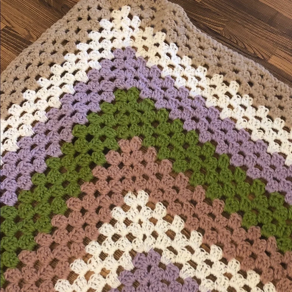 Handmade Multicolor Crochet Blanket 34 inch square